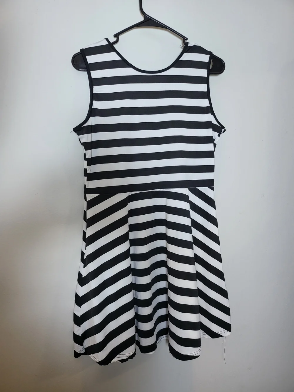 Girls' Black and White Striped Sleeveless Dress